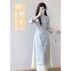 批发年轻款绝美麂皮绒改良奥黛旗袍女2025秋季新款日常装连衣裙