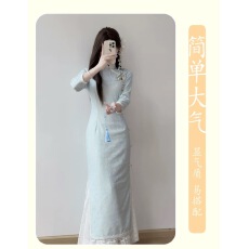 批发全包边旗袍2025新款气质高端修身改良年轻款国风连衣裙长袖日常女