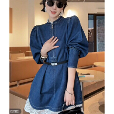 批发XIAOBAI秋季休闲收腰气质纯色韩版<b class='q'>牛仔裙</b>