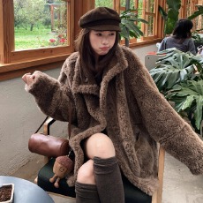 批发小君君布兰妮 <b class='q'>街头</b>暖炉羊羔毛羊羔绒麂皮外套女保暖两穿上衣