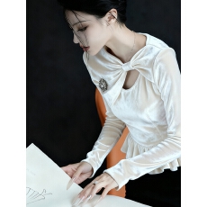 批发<b class='q'>白色</b>丝绒<b class='q'>衬衫女</b>秋高级感轻奢减龄洋气独特超好看法式气质掐腰上衣