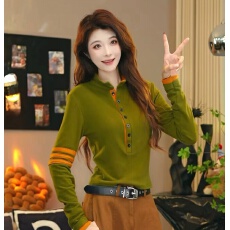 批发半高领双面绒保暖撞色长袖秋冬<b class='q'>修身</b>显瘦短款上衣