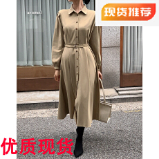 韩国chic 复古气质斗篷拼接式系带泡泡袖收腰连衣裙