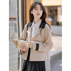 批发今年流行新款日系气质休闲宽松卡其色短款小个子<b class='q'>风衣</b>薄外套女春秋