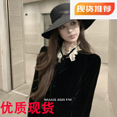 批发Wuuus <b class='q'>巴洛克</b>丝绒组 法式中古蕾丝 可拆卸领口 衬衫/<b class='q'>连衣裙</b>