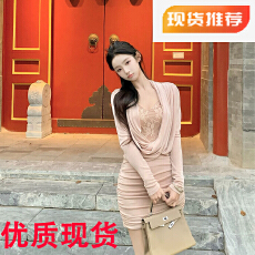 批发Hotdog 热狗很辣赫斯玫瑰 圣诞甜心 新年圣诞红色荡领<b class='q'>连衣裙</b>