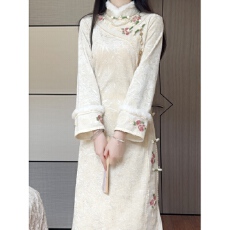 批发加绒加厚新中式改良旗袍秋<b class='q'>冬</b>季新款气质复古2025绝美日常约会长裙