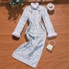 批发加绒加厚特别漂亮的掐腰旗袍<b class='q'>冬</b>装女秋<b class='q'>冬</b>改良日常可穿2025新款长袖