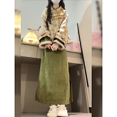 批发新中式<b class='q'>改良</b><b class='q'>旗袍</b>女套装2025秋冬提花夹棉外套女温婉超仙国风两件套