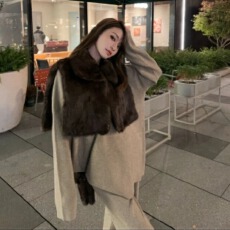 VIDIN LIM重磅保暖安迪绒华夫格慵懒秋冬V 领针织百搭套装