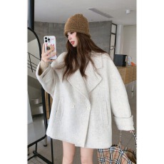 批发韩系2025新款毛呢大衣女秋冬超火好看高级感小众毛呢西装加厚<b class='q'>外套</b>