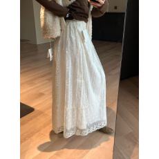 批发秋冬新款简约气质百搭日常磨毛提花蕾丝长款半身裙