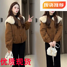 批发美拉德气质百搭时尚翻领毛绒<b class='q'>外套</b>女装2025秋冬新款休闲百搭短<b class='q'>上衣</b>