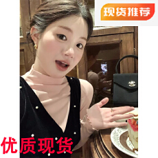 批发珍珠璀璨韩版V领<b class='q'>丝绒</b>连衣裙女中长款温柔秋冬修身长裙