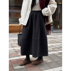 批发冬季松紧腰立体裁剪绵羊毛复古<b class='q'>花苞</b><b class='q'>裙</b>休闲半身<b class='q'>裙</b>
