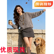 批发韩系早<b class='q'>秋</b>chic套装女2025新款慵懒松弛感减龄灰色上衣半身裙两件套
