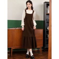 批发连衣裙秋冬2026新款韩版高级感减龄假两件圆领针织裙中长款女