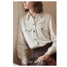 批发柔软泡芙灯芯绒纯棉法式叠穿粉色白色时髦24新款秋冬衬衫