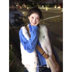 批发学院风羊羔毛绒马甲<b class='q'>背心</b>女秋冬季新款撞色叠穿毛衣两件套装