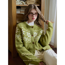 批发SimpleRetro挪威森林 羊毛圈圈纱费尔岛针织衫女秋慵懒风毛衣<b class='q'>外套</b>