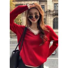 批发X.ZHEN节日双重奏毛衣新潮牌女装洋气高贵上衣跨年穿搭红色毛