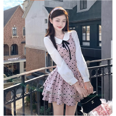 批发Q女家 新品9折芭蕾少女的礼物/甜美千金粉色蛋糕<b class='q'>伞</b>摆连衣<b class='q'>裙</b>