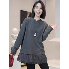 批发中<b class='q'>长款</b>蕾丝灰色<b class='q'>卫衣</b>女款加厚秋冬2026新款爆款内搭打底遮屁股上衣