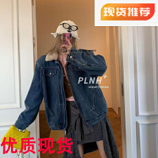 批发十三行<b class='q'>韩版</b>2025年秋冬新款设计感翻领羊羔毛保暖宽松<b class='q'>牛仔</b><b class='q'>外套</b>女潮
