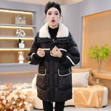 批发白鸭绒黑色免洗<b class='q'>羽绒服</b>女2026新款秋冬季<b class='q'>女士</b>面包服中长款加厚外套
