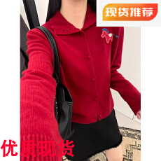 批发BADX正品冬季小马卡通刺绣<b class='q'>圆领</b>单排扣宽松百搭<b class='q'>针织</b><b class='q'>开衫</b>女毛衣外套