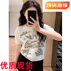 批发深圳南油高品质山羊绒软糯针织衫高级感时尚超好看小香风短袖上衣