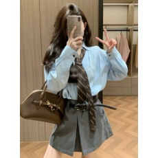 批发学院风jk制服领带衬衫女内搭叠穿春季外搭衬衣高级感洋气减龄上衣