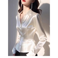 批发法式减龄轻奢高端欧货洋气独特别致漂亮高级感超好看白色衬衫春季