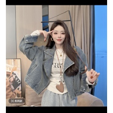 批发晓溪服饰新款<b class='q'>春</b>款美式复古宽松立领牛仔短外套百搭上衣