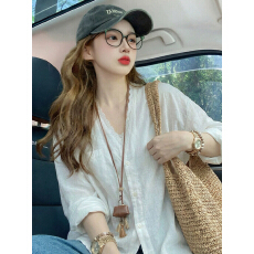 批发白色蕾丝轻薄防晒开衫长袖衬衫女春季小众减龄显瘦高级感上衣外套