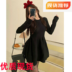 批发韩国纯欲辣妹绝美<b class='q'>连衣裙</b>女春季高级感温柔针织毛衣小个子蓬蓬短裙