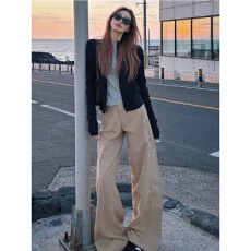 批发圆领针织长袖开衫外套<b class='q'>灰色</b>打底衫女2025秋季新款显瘦休闲裤三件套