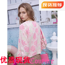 批发Juicy Couture橘滋<b class='q'>外套</b>女26春夏新款撞色<b class='q'>花朵</b>印花针织薄毛衣开衫
