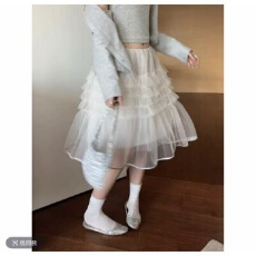 批发大喜早春新款韩系高级感<b class='q'>不规则</b>荷叶边蛋糕半身中裙