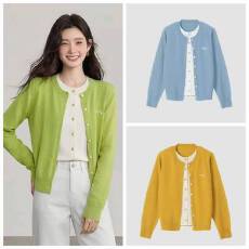 批发绿色拼接假两件长袖<b class='q'>针织</b><b class='q'>开衫</b>女2026春季新款韩系休闲超火减龄上衣