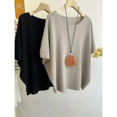 批发冰丝针织短袖t恤女士装<b class='q'>春</b>秋2026年新款夏季宽松洋气欧货体桖上衣