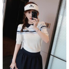 批发游鹿鹿 学院风气质休闲针织衫套装女<b class='q'>春</b>夏短袖T恤