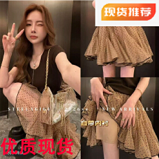 批发SG / 杨依姗 SS灵动波点裙 植绒波点网纱半身裙