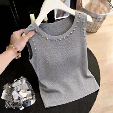 批发遮肚纽扣针织冰丝背心女2026春夏薄款吊带<b class='q'>打底衫</b>宽松韩系穿搭上衣