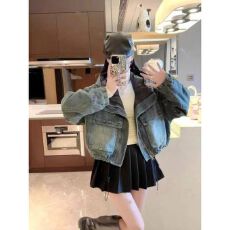 批发韩版休闲牛仔拼接连帽短款厚外套两穿<b class='q'>冬</b>季新款面包服女潮