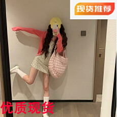 批发韩系氛围感玫红色针织<b class='q'>开衫</b><b class='q'>女</b>秋季长袖减龄<b class='q'>毛衣</b>外套