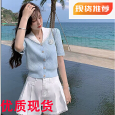 批发张心子南洋千金小香风针织衫女短袖夏季新款法式绝美漂亮上衣