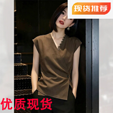 批发简约不规则复古衬衫女夏季2026年新款洋气百搭短袖设计感小众衬衣