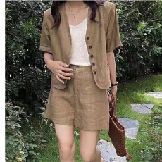 批发chic夏季韩版<b class='q'>百搭</b>套装女小<b class='q'>外套</b>衬衫上衣休闲阔腿短裤西装