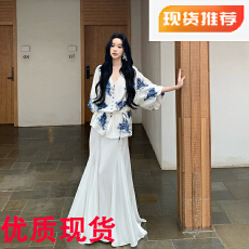 批发有洧Youwe新中式<b class='q'>长袖</b>亚麻<b class='q'>衬衫</b>上衣女夏季薄款宽松慵懒风V领<b class='q'>衬衣</b>